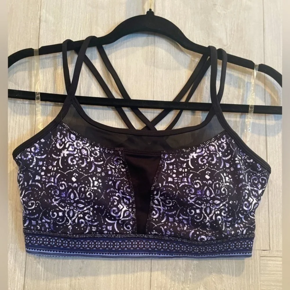 NWOT Gaiam -411 Purple & Black  Sports Bra Small